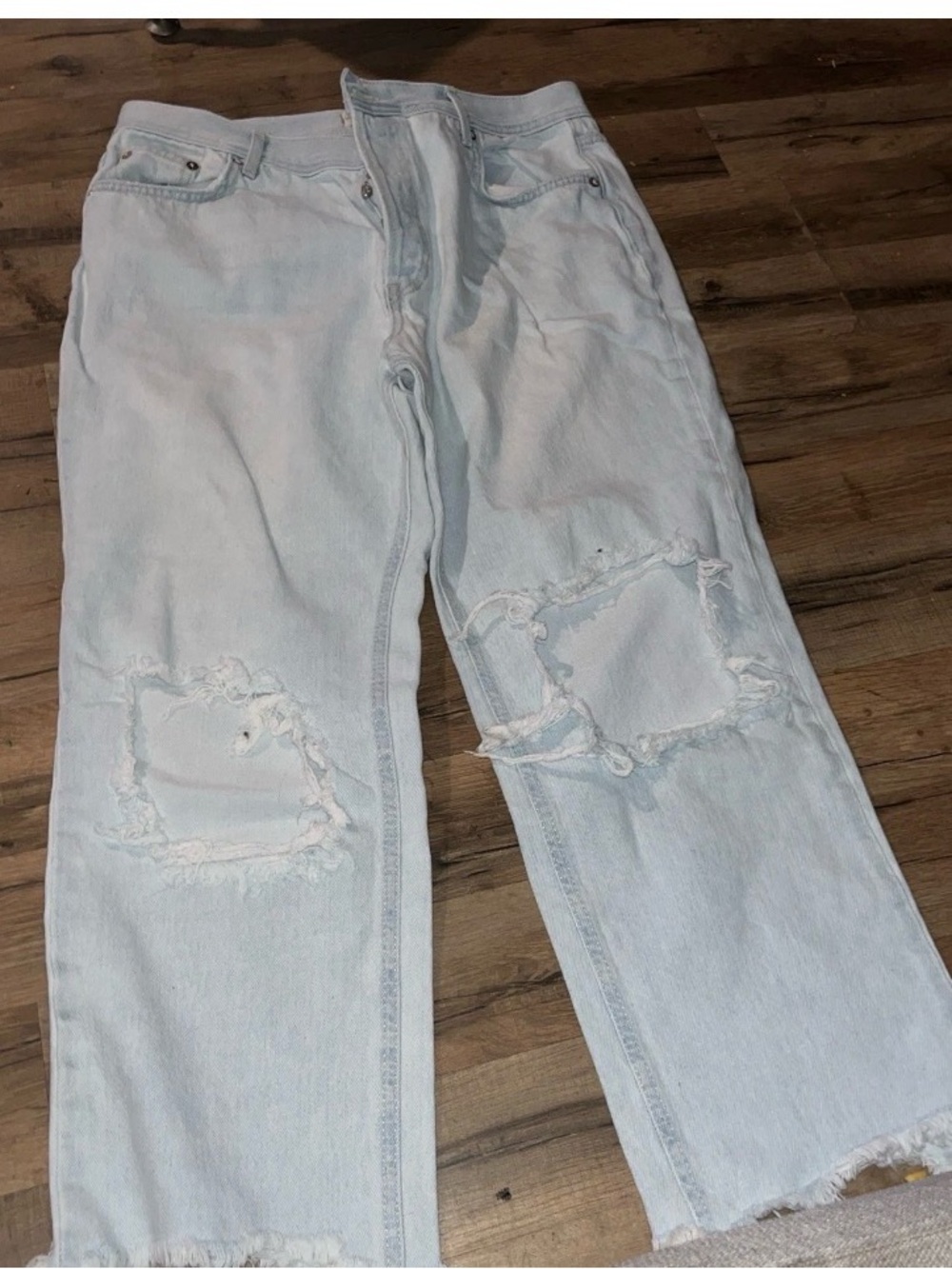 Free People We the Free Maggie Mid-Rise Straight Leg Distressed Jeans Sz 31